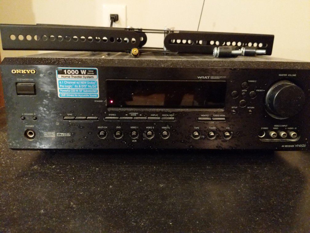 Onkyo 7.1 Dolby surround Receiver, center, R, L, and rear speakers, sub