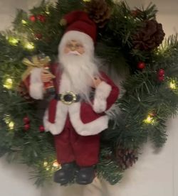 Homemade Christmas Light up Santa Claus Wreath