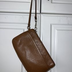 Coach pebbled leather tan wristlet UNISEX bag