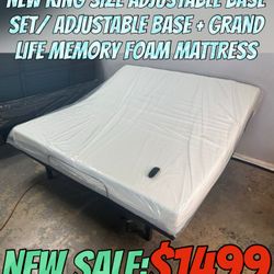 NEW ADJUSTABLE BASE SET/ADJUSTABLE BASE + GRAND LIFE MEMORY FOAM MATTRESS 