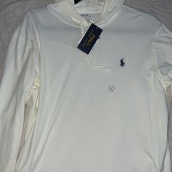 Polo Ralph Lauren Thin White Hoodie Shirt Like Material 