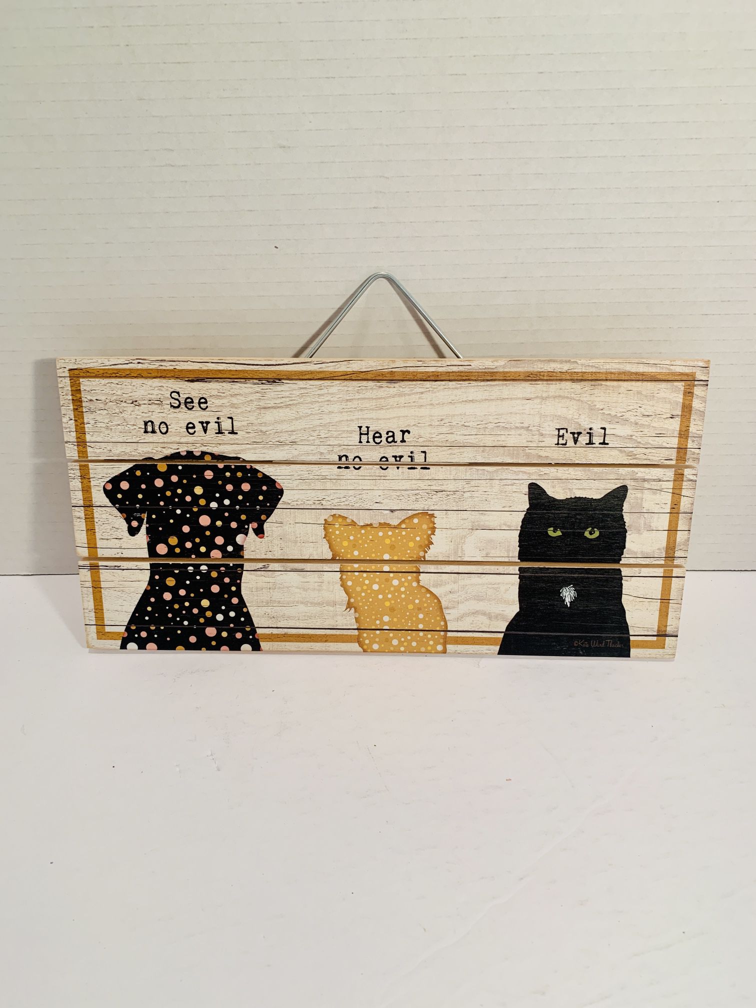 See No Evil Dog & Cat Wooden Sign By Highland Woodcrafters!