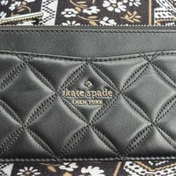 Kate Spade black leather quilted wallet