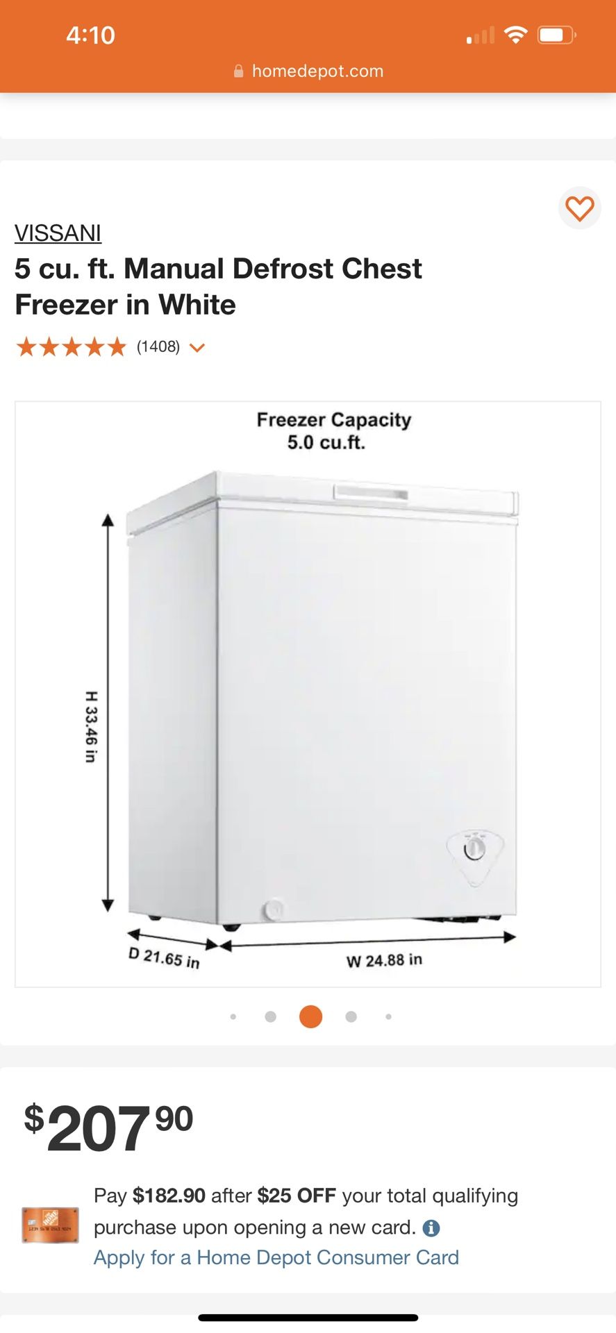 5 cu. ft. Manual Defrost Chest Freezer in White