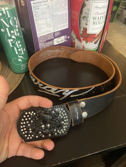 Ed Hardy Belt With Jeweled Skull Buckle