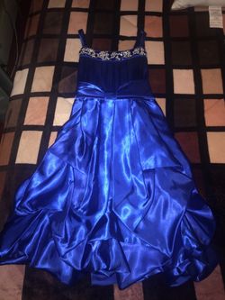 Blue spaghetti strapped ruffle dress