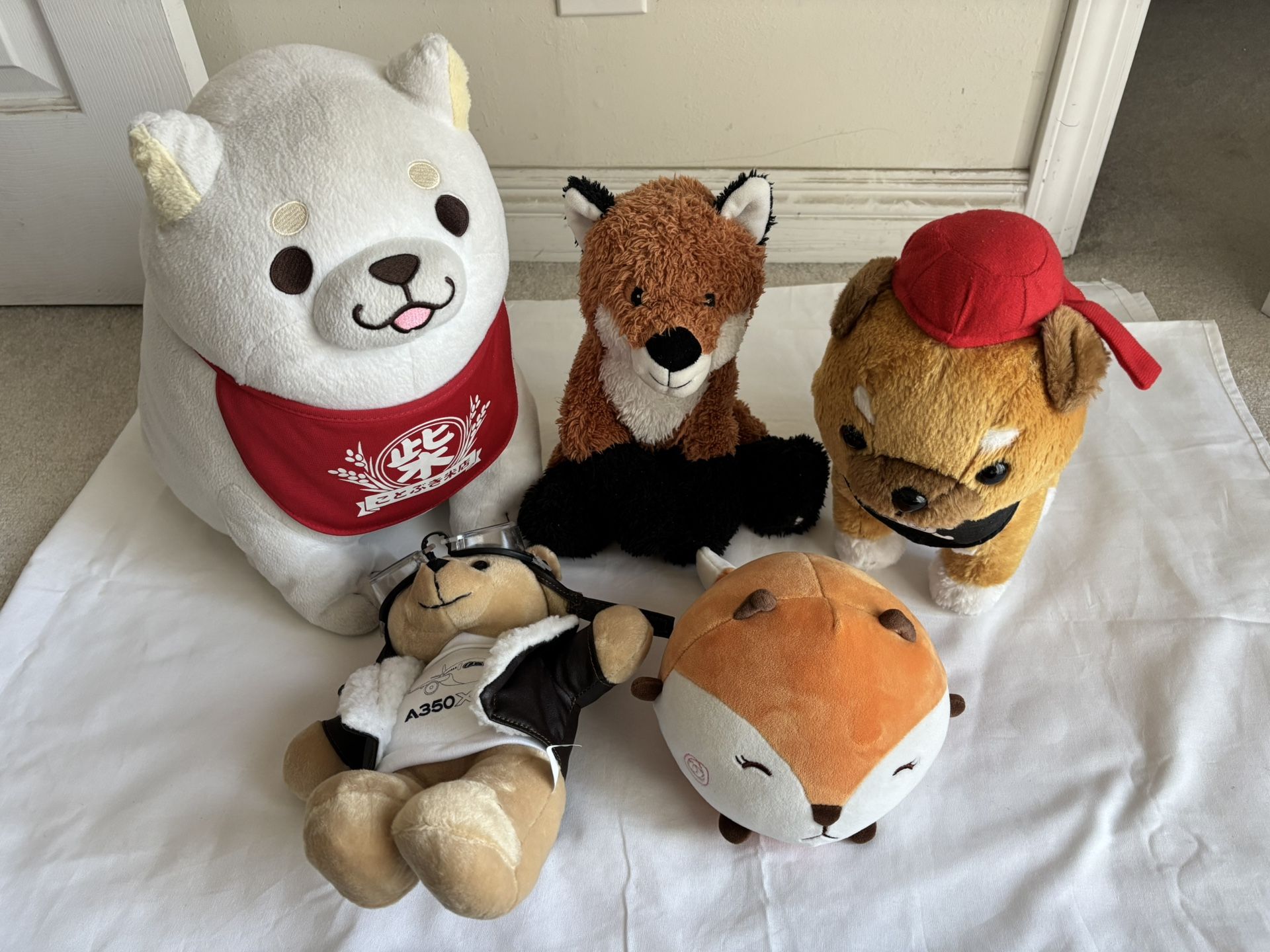 Japanese Plush Dog, Fox, China Airlines Teddy Bear Lot