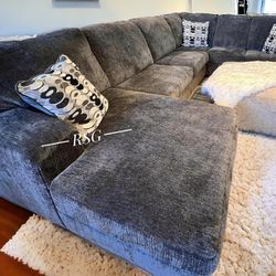 Living Room Furniture Dark Color U Shaped Modular Sectional Sofa With Lounge Chaise ⭐$39 Down Payment with Financing ⭐ 90 Days same as cash