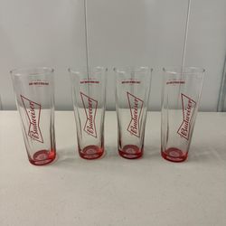 Set of 4 Budweiser Bowtie Beer Glasses