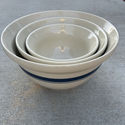 Stoneware Nesting Bowles Roseville Ohio Kitchen Pottery 8” W 10”  W 12”  W Sizes Dishwasher Microwave and Oven Safe
