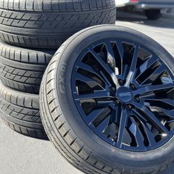 22'' NEW Wheels Black Rims and Tires GMC Sierra 1500 Yukon Denali Chevy Chevrolet Silverado Tahoe Suburban Avalanche Nissan Titan Infiniti
