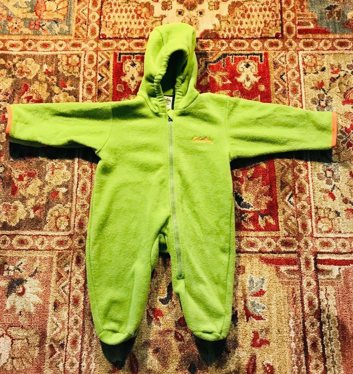 Cabela’s Toddler Size 6 Months Fleece Lime Green Zip Hooded Bunting Outwear