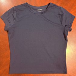 Hollister Women's Large Extra Soft Stretch Blue Crop Top Crew Neck T-Shirt EUC