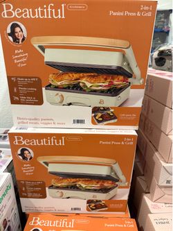 New Beautiful 2-in-1 Panini Press & Grill with Detachable Plates, Sage Green by Drew Barrymore