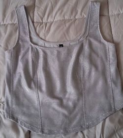 Silver Metallic Sleeveless Crop Top