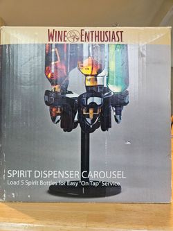 Wine ENTHUSIAST Spirit Dispenser Carousel Load 5 Bottles Easy On Tap