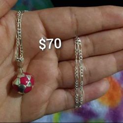 925 Sterling Silver Chain With The Pendant/Cadena Con Dije De Plata 925