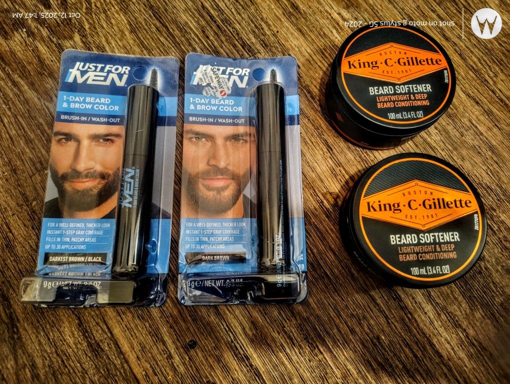 Just For Men 1 Day Beard Brown Color & King. C. Gillette Beard Softener