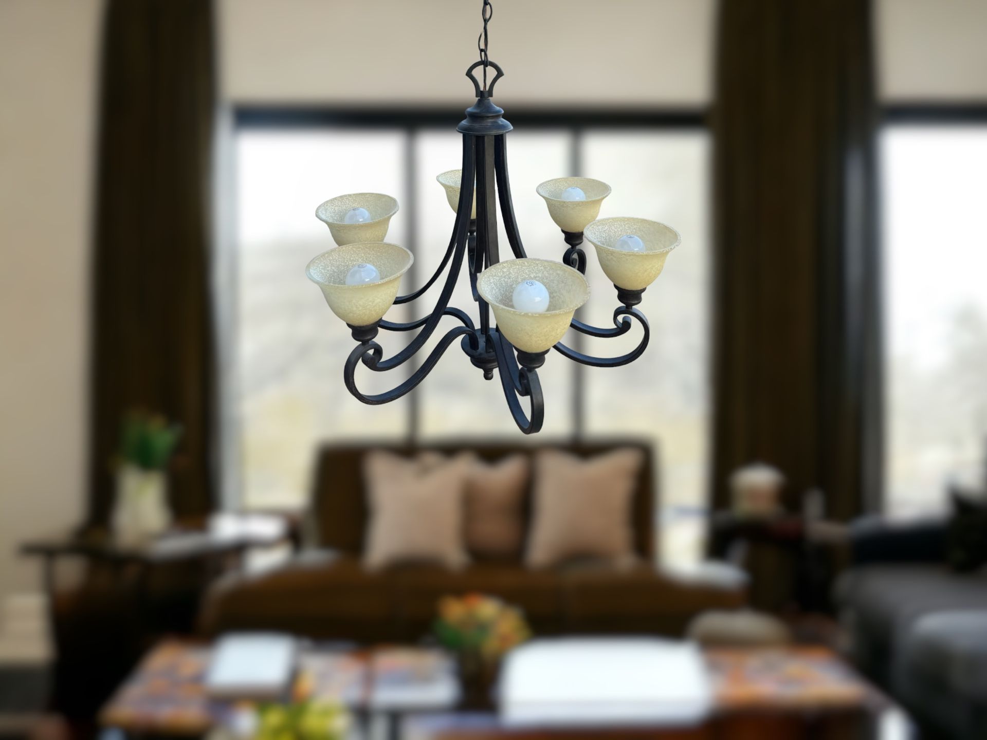 Designers Fountain Barcelona Metal & Glass 6-Light Dimmable Chandelier