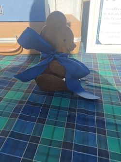 Wooden Sitting Bear Table Decor