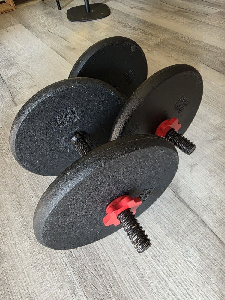 40 Lb (18kg) Weights Pair With Adjustsble Dumbell Handle