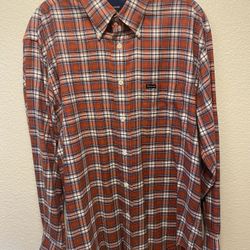 MENS FACONNABLE CLASSIQUE CASUAL PLAID LONG SLEEVED BUTTON DOWN SHIRT SIZE M 100% COTTON