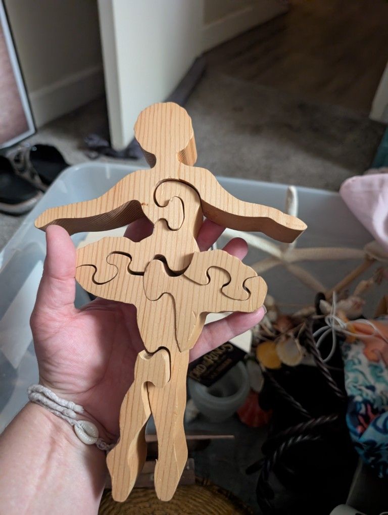 one of a kind hand made wood ballerina puzzle
