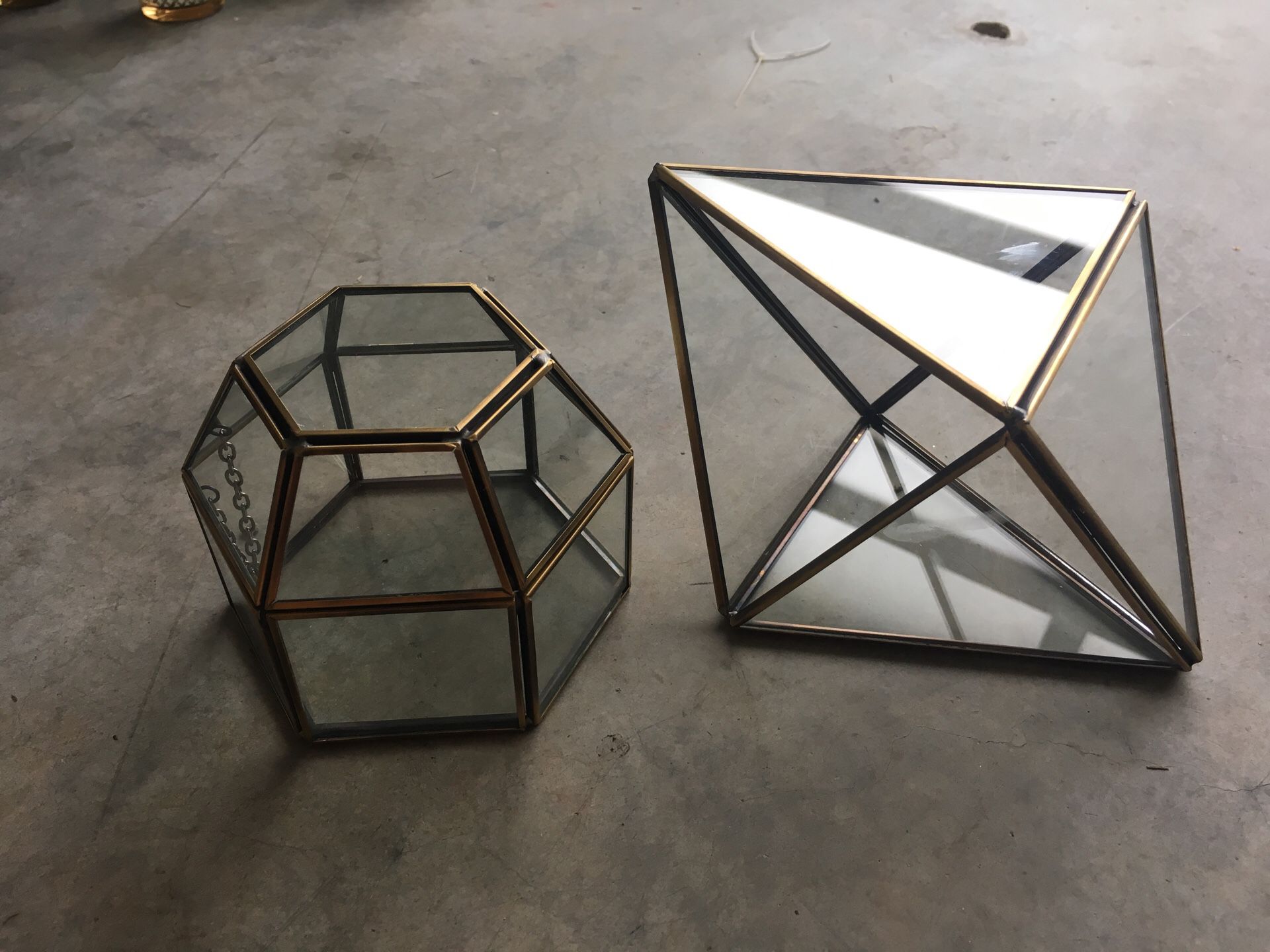 Modern brass glass display boxes