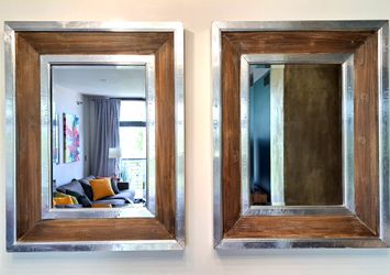Beveled Glass Aluminum-Wrapped Mirrors - Reclaimed wood framing: 2 Available