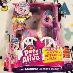 Zuru Pets Alive “My Magical Unicorn and Stable” 20 ways to Interact and Play