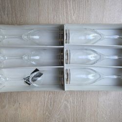 Versailles Crystal Stemware 24KT White Gold Decorated 5 oz Flutes - Set of 6 