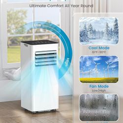 Portable Air Conditioner 8000 BTU (ASHRAE) Cools Up to 350 Sq. Ft., Remote Control, LED Display, 3-in-1 Modes Portable AC Unit with Window Kits for Be