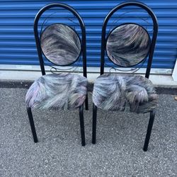 Pair of Dining Chairs  18” wide  18” deep  18” from floor to seat 40” tall in back