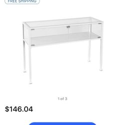 Terrarium Display console table in white glass