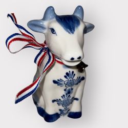 Vero Delft Blue Hand Painted Ceramic Cow Creamer Holland Seated Windmill