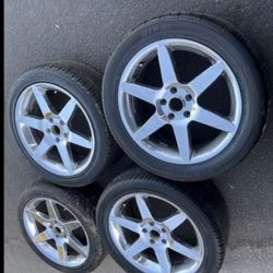 4 - 235/45r18 255/45r18 5x4.5 5x114.3 Ford Mustang Civic Accord Camry G35 G37 Q50 Altima Wheels Rims Good Treads Tires!