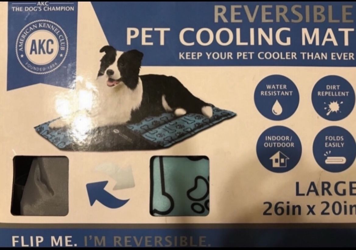 New AKC reversible pet cooling mat large 26" X 20"