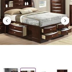 Cali King Size Panel Storage Bed Frame 