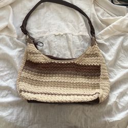 Boho Brown And Beige Toned Crochet Shoulder Purse
