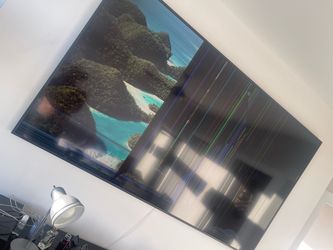 85 inch Samsung Frame TV w/ cable box, mount, and remote (cracked screen)