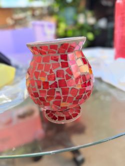 Red Glass Mosaic Vase