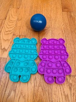 Ecolab Foam Stress Ball & 2 Bear Pop It Silicone Sensory Fidget Toy Set Lot