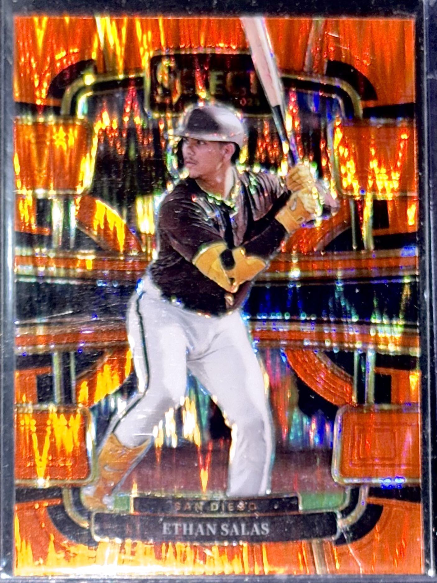 2024 Panini Select Ethan Salas RC Orange Flash #76 San Diego Padres.