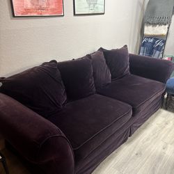 durable purple velvet couch