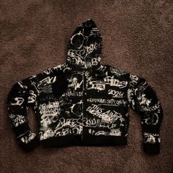 Black and white graffiti zip up