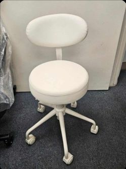 Standard Swivel Rolling Stool with Backrest – DR.LOMILOMI – White - New