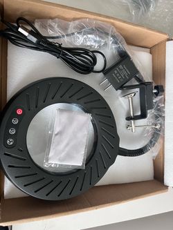 LED Ring Light with Clamp and Power Adapter