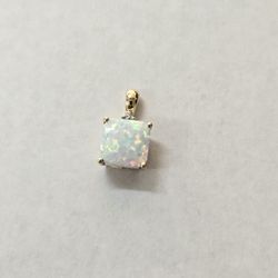 10kt Gold Lab Created Opal Charm