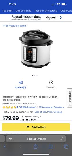 Insignia 8-Quart Multi Function Pressure Cooker Stainless Steel