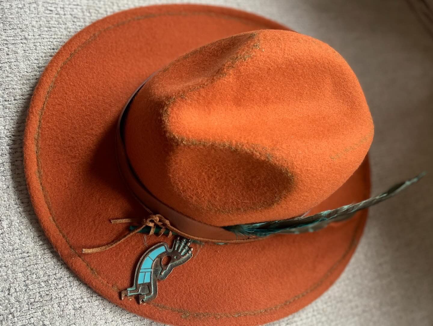 Burnt Orange Rodeo Hat Cowgirl**Designer**Rustic Orange concert hat**festival hat*cowboy